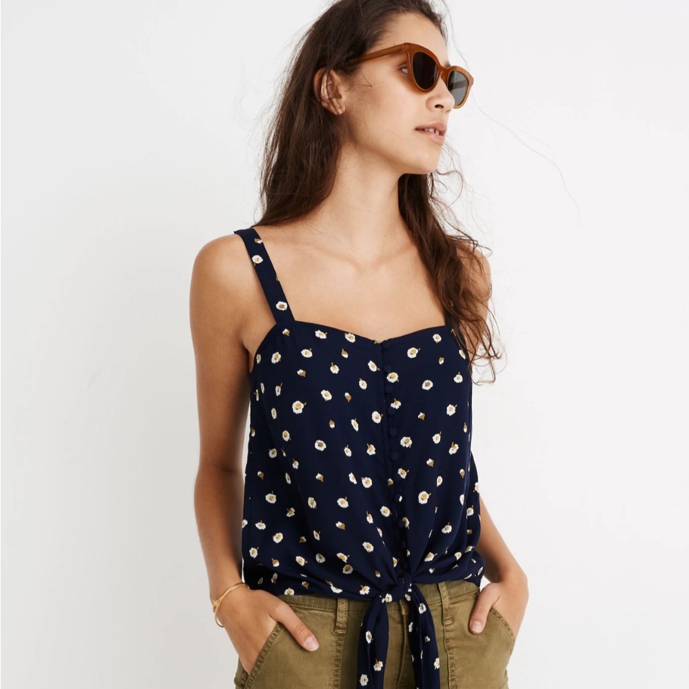 Madewell Navy Blue Floral Camisole